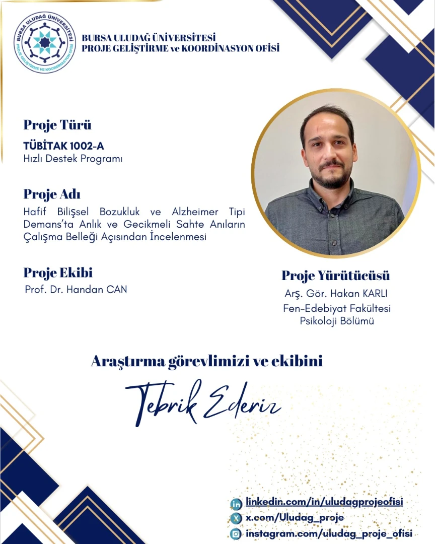Success in TÜBİTAK 1002-A from our university (Res. Asst. Hakan Karlı)