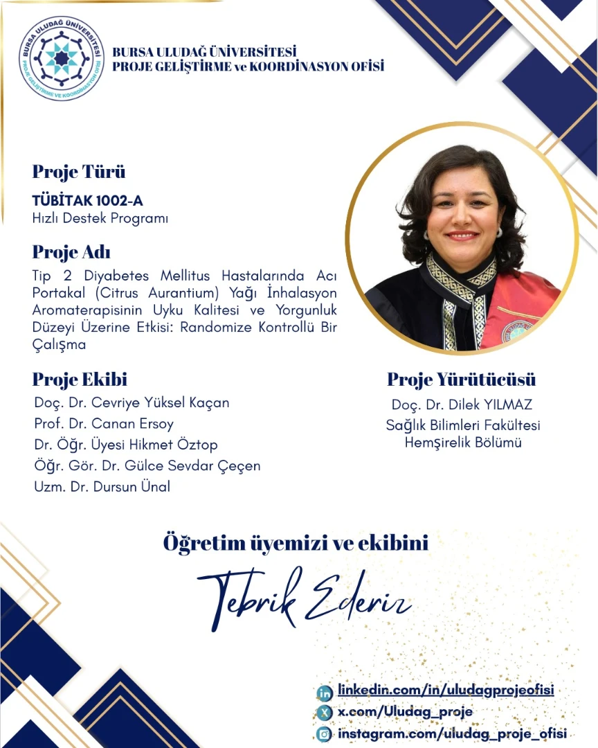 Success in the TÜBİTAK 1002-A Programme from Our University (Assoc. Prof. Dr. Dilek Yılmaz)