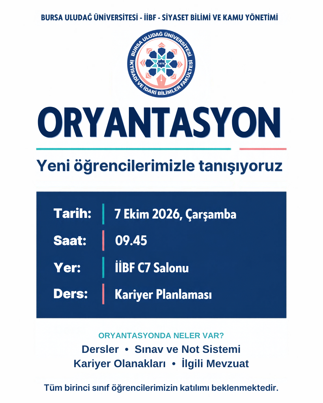 Tüm birinci sınıf öğrencilerimiz için
