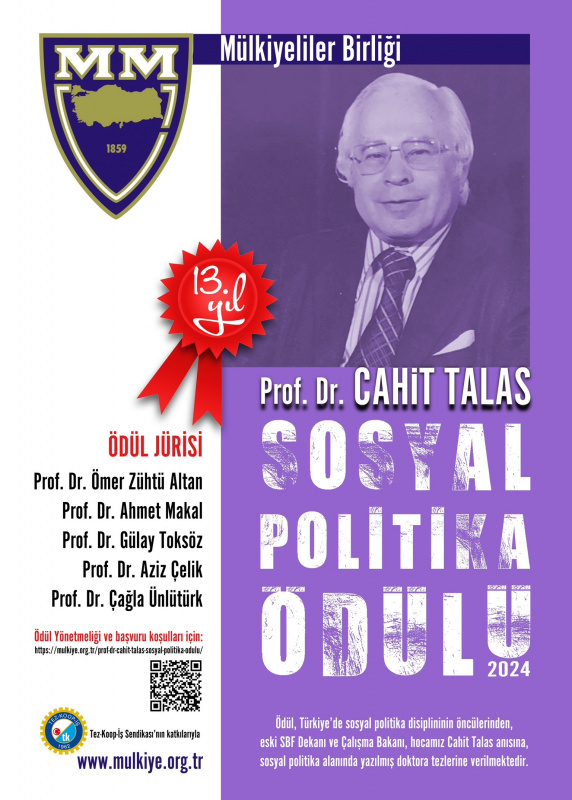 PROF. DR. CAHİT TALAS SOSYAL POLİTİKA ÖDÜLÜ
