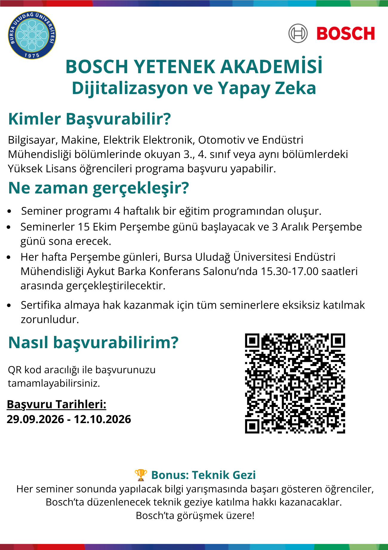 BUÜ - Bosch Yetenek Akademisi afişi - Başvuru için tıklayın