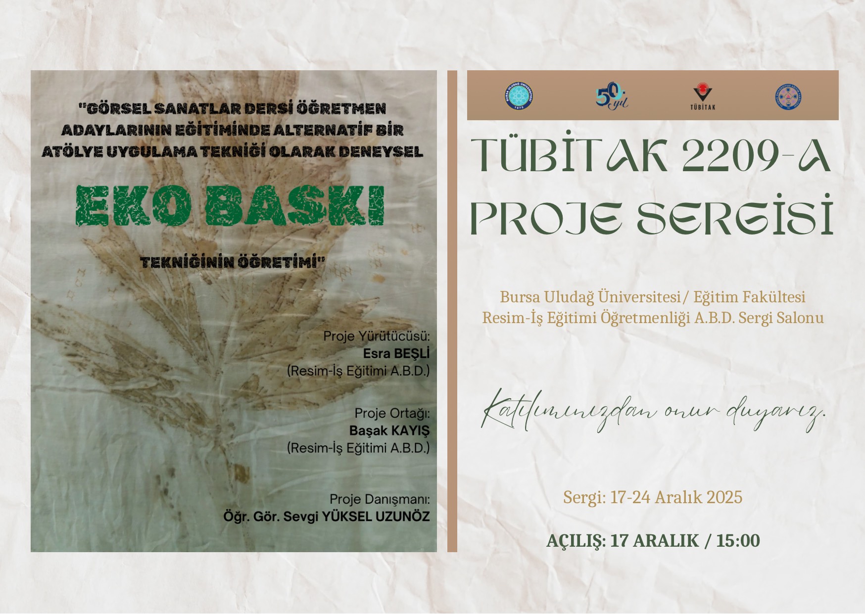 TÜBİTAK 2209-A Sergi Daveti