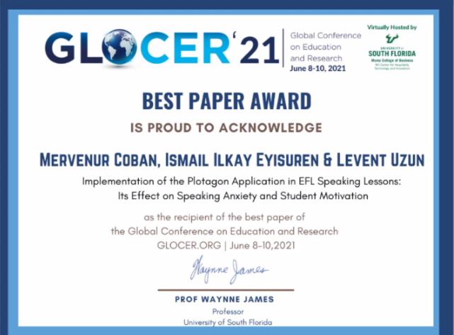  GLOCER 21 En İyi Çalışma Ödülü 