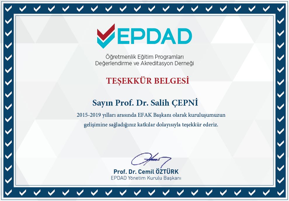  EPDAD’tan Dekanımız Prof. Dr. Salih ÇEPNİ’ye Teşekkür 