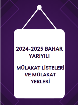  2024-2025 GÜZ YARIYILI YARIYIL SONU VE BÜTÜNLEME SINAV  PROGRAMLARI 