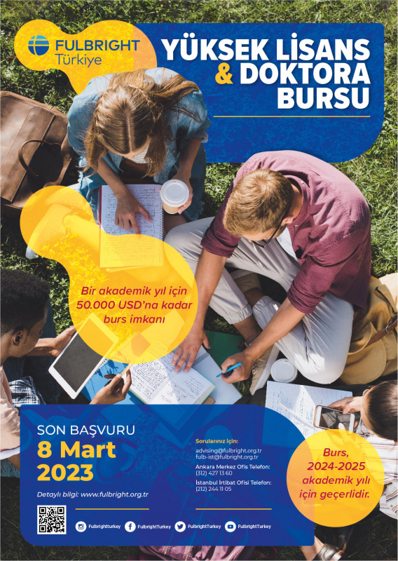  Türkiye Fulbright Eğitim Komisyonu Yüksek Lisans ve Doktora Bursu 