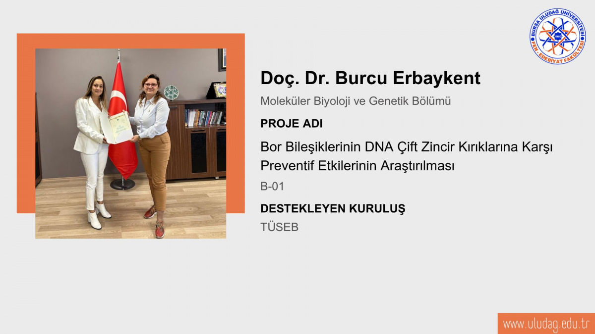 FAKÜLTEMİZ ÖĞRETİM ÜYESİNİN TÜSEB B-01 PROJE BAŞARISI
