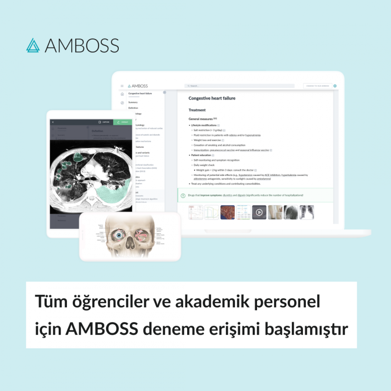 AMBOSS Tıp Fakültesi Öğrencilerine Yönelik Sınavlara Hazırlık ve Eğitim Platformu Deneme Erişimine Açılmıştır.