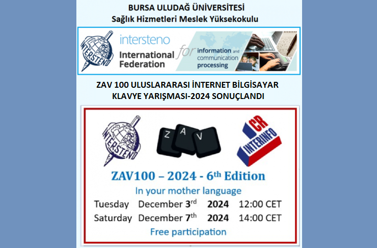  Sağlık Hizmetleri MYO ZAV-100 Uluslararası İnternet Bilgisayar Klavye Yarışmasındaki Başarısı 