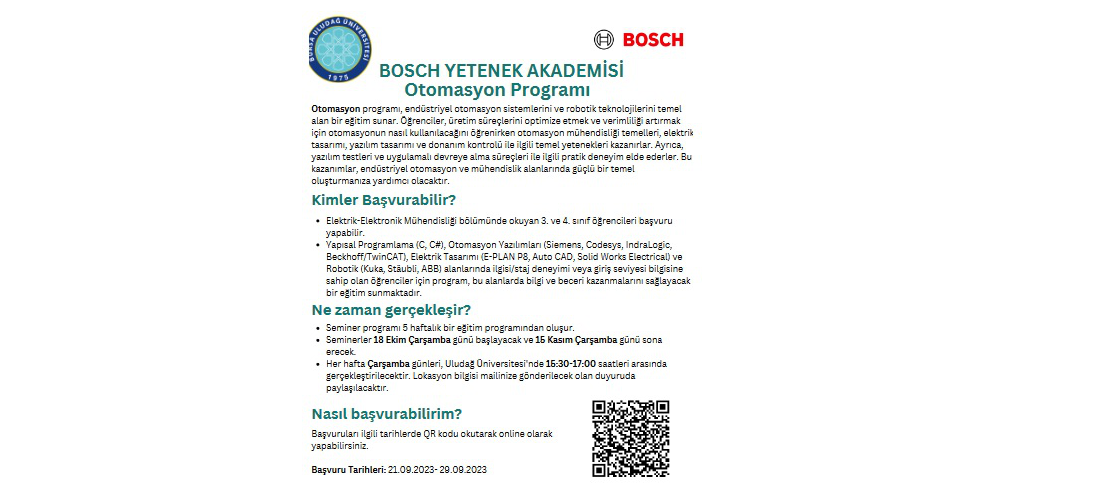 Bosch Yetenek Akademisi, Otomasyon Seminer Programı başlıyor.