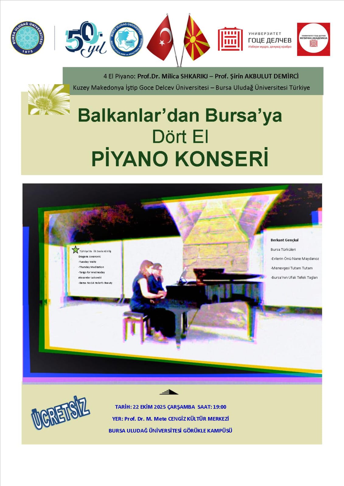 Balkanlar'dan Bursa'ya Dört El Piyano Konseri 