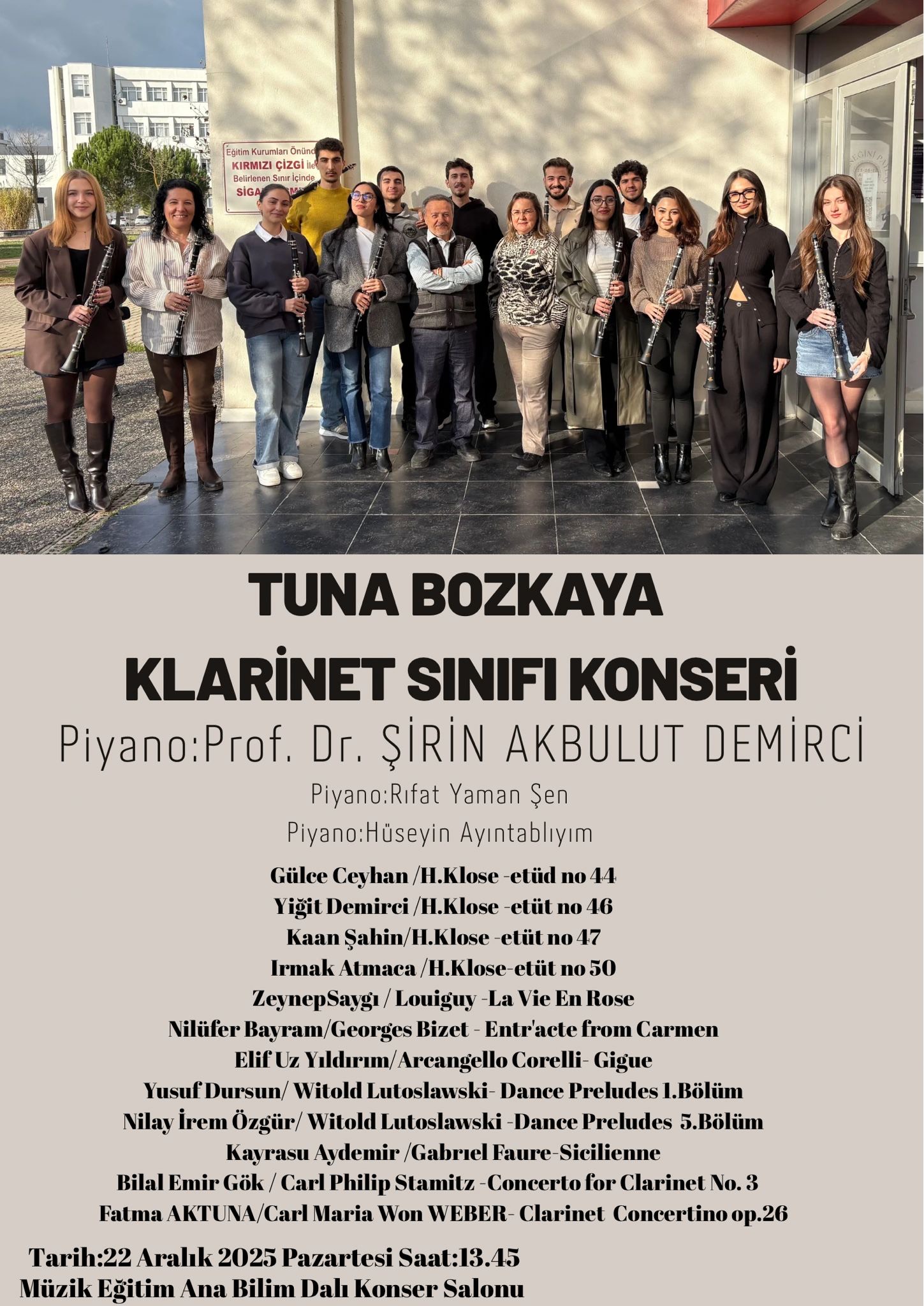 Tuna Bozkaya Klarİnet Sınıfı Konseri