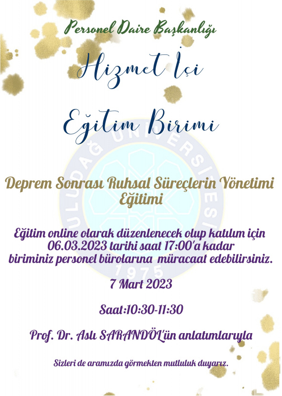  DEPREM SONRASI RUHSAL SÜREÇLERİN YÖNETİMİ EĞİTİMİ 