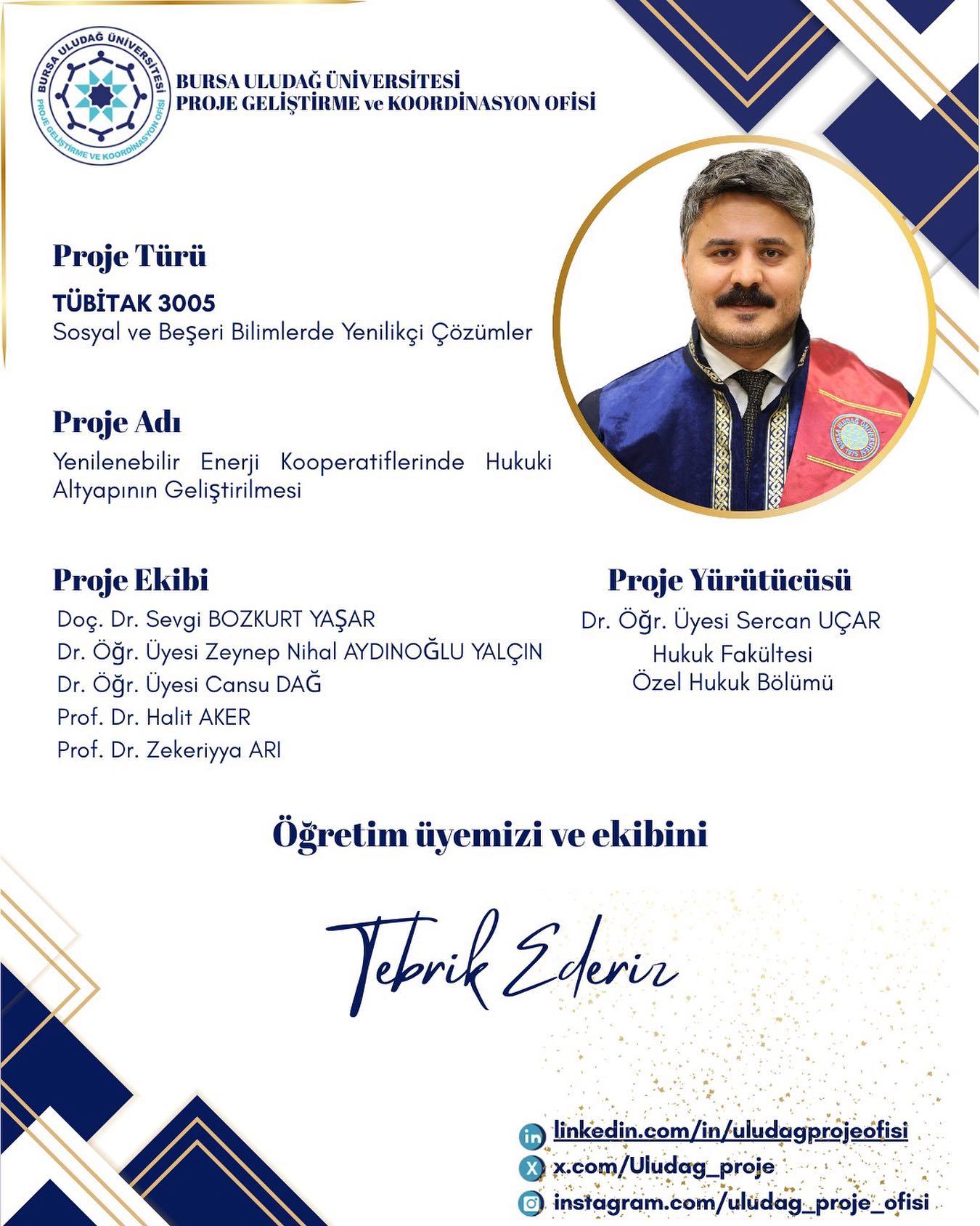 Üniversitemizden TÜBİTAK 3005 Başarısı (Dr. Öğretim Üyesi Sercan Uçar)