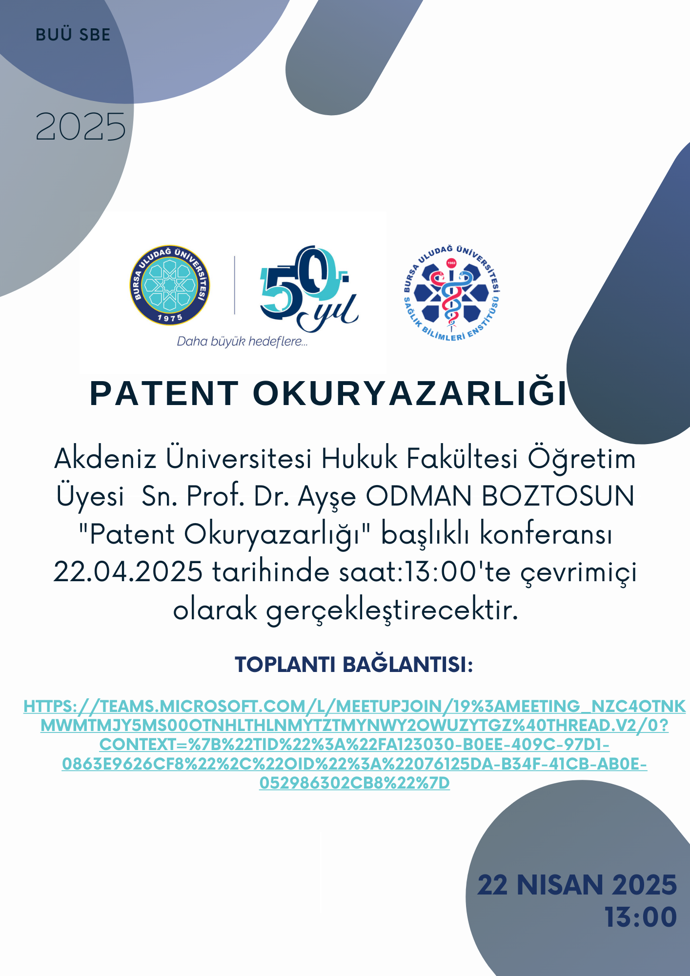 Toplantı bağlantısı: https://teams.microsoft.com/l/meetupjoin/19%3ameeting_Nzc4OTNkMWMtMjY5MS00OTNhLThlNmYtZTMyNWY2OWUzYTgz%40thread.v2/0?context=%7b%22Tid%22%3a%22fa123030-b0ee-409c-97d1-0863e9626cf8%22%2c%22Oid%22%3a%22076125da-b34f-41cb-ab0e-052986302cb8%22%7d