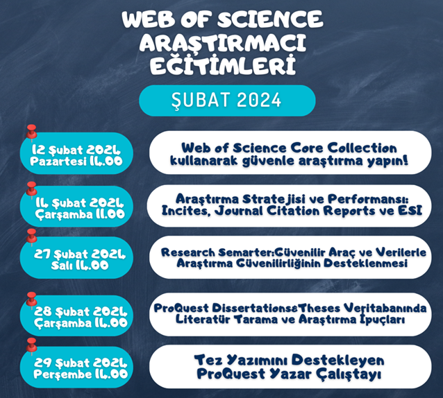 Web of Science Araştırmacı Eğitimleri (Şubat 2024)