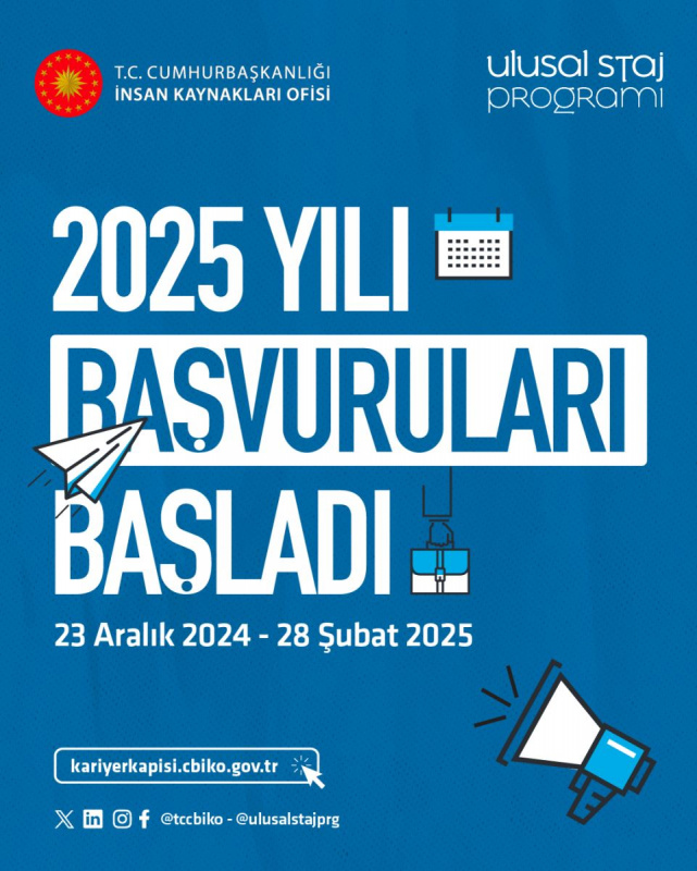  ULUSAL STAJ PROGRAMI 2025 YILI BAŞVURULARI DEVAM EDİYOR! 