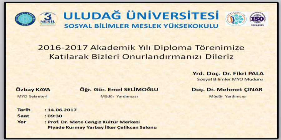  2016-2017 Diploma Tören Davetiyesi 