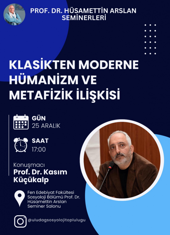  PROF.DR.HÜSAMETTİN ARSLAN SEMİNERLERİ- KLASİKTEN MODERNE HÜMANİZM VE METAFİZİK İLİŞKİSİ