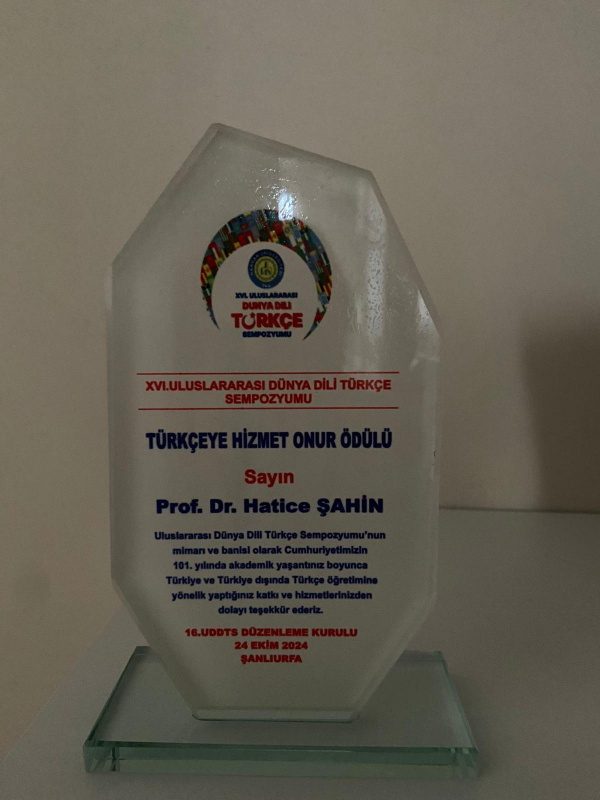  Our department faculty member, Prof. Dr. Hatice ŞAHİN, has been honored with the 