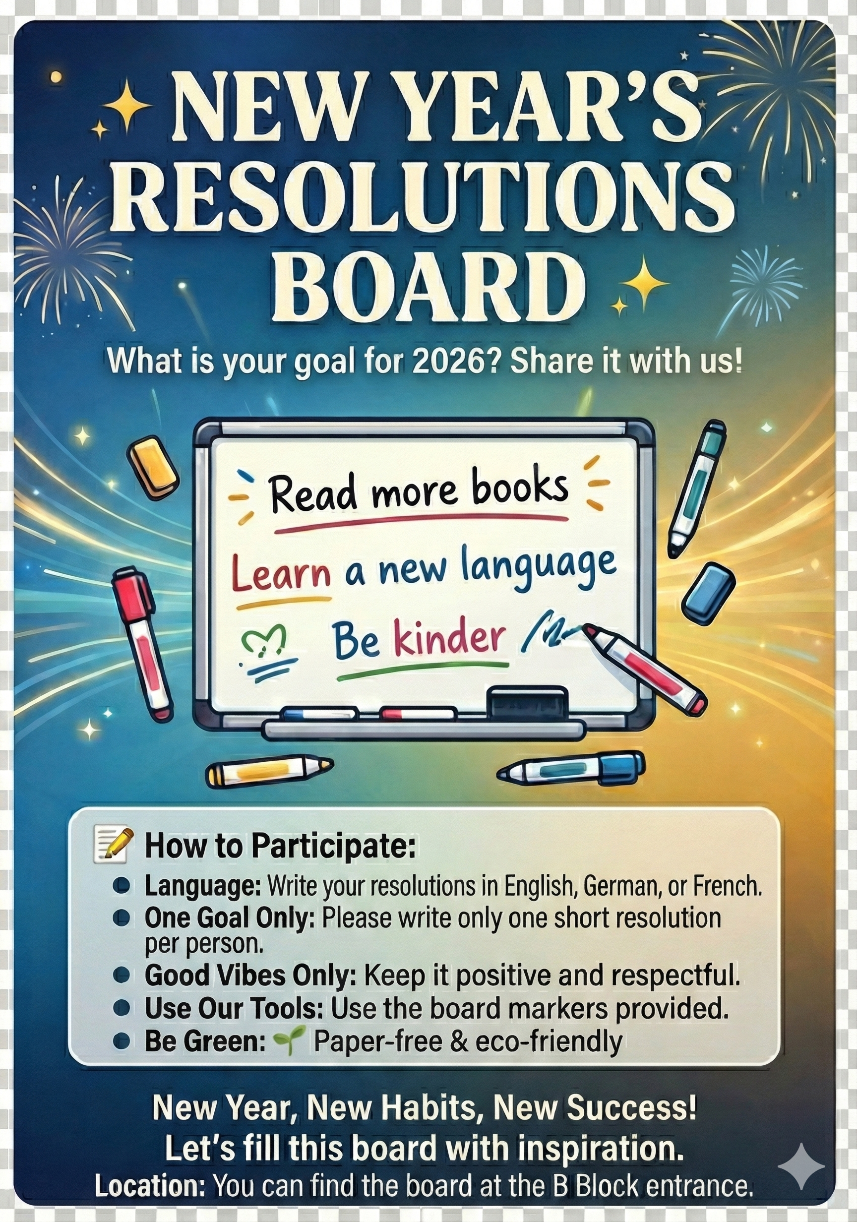 NEW YEAR'S RESOLUTIONS BOARD